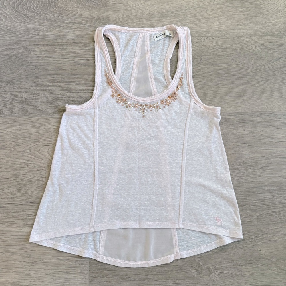Abercrombie Pink Rhinestone Embellished Racerback Swing Tank Top